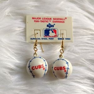 Vintage 1990 Chicago Cubs Baseball Earrings NWT